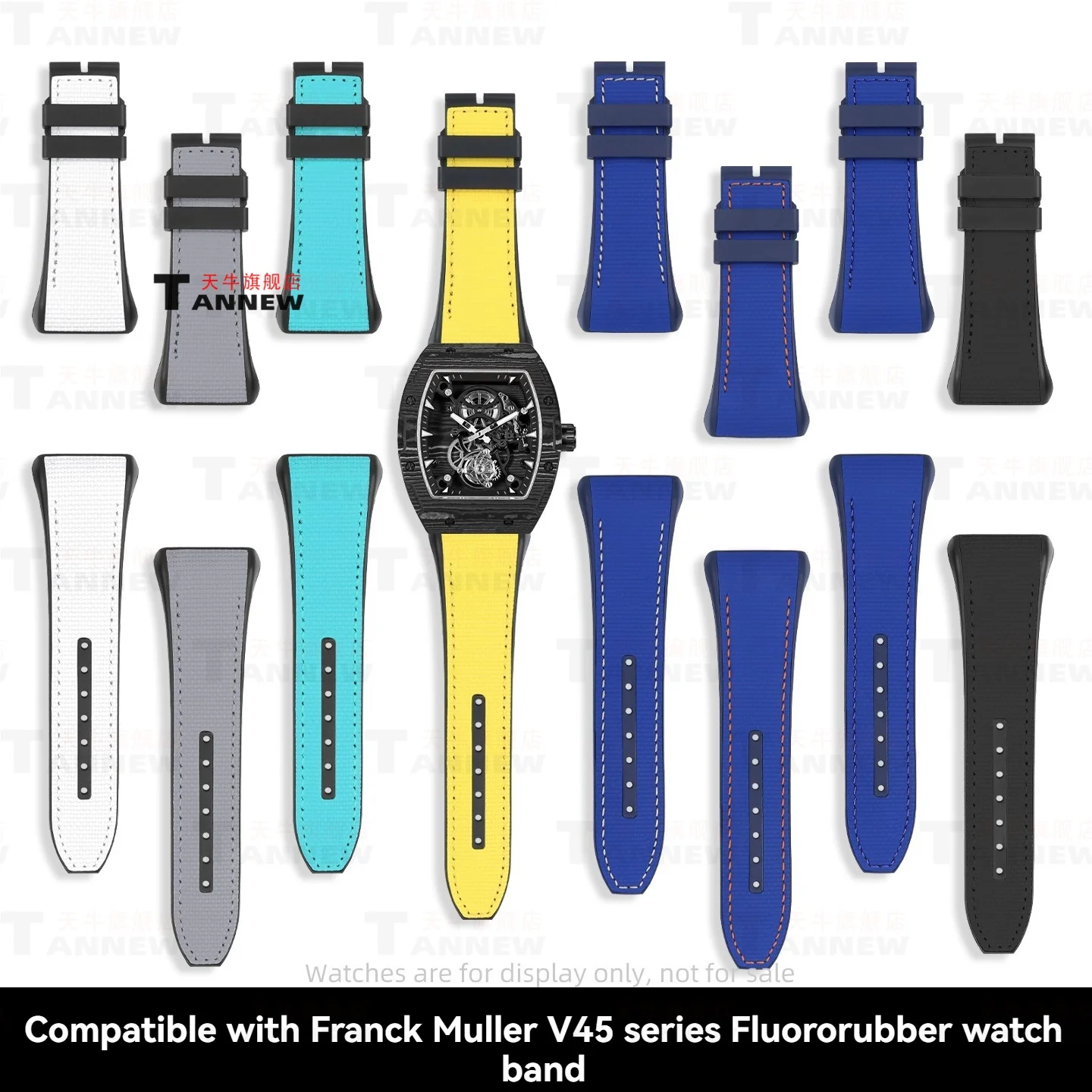 Correa de Reloj de Caucho FKM de 28 mm para Franck Muller V45 Vanguard 8880 Casablanca, Correa de Repuesto Deportiva de Alta Calidad