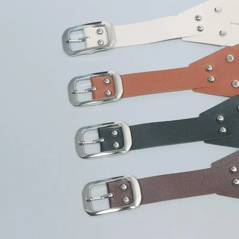 

A52E Anime Wide Belt In Premium PU Belt Double Row Buckles Detail Adjustable Waist Belt For Casual Prom And Party Wear