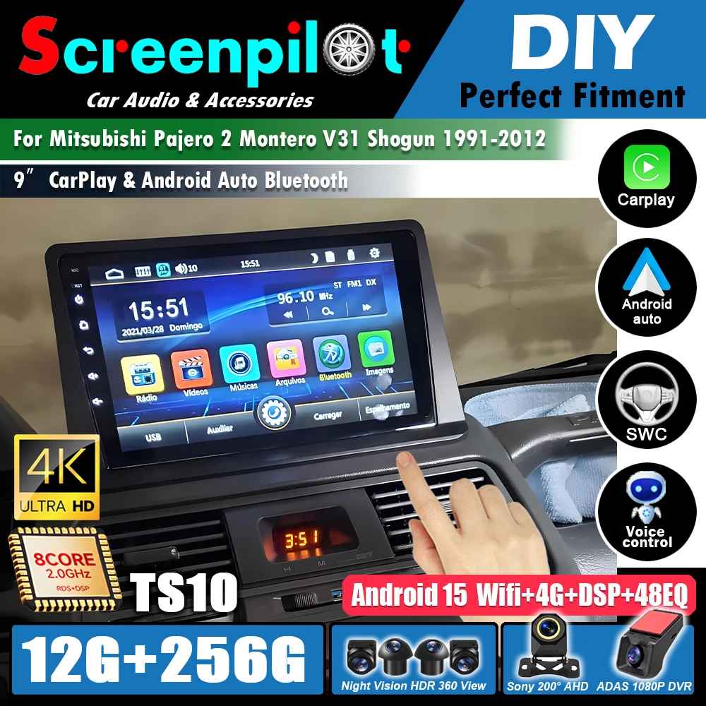 Radio Android 16 para Mitsubishi Pajero 2 Montero V31 Shogun 1991-2012, estéreo multimedia 5G Carplay Auto 2 Din con navegación GPS