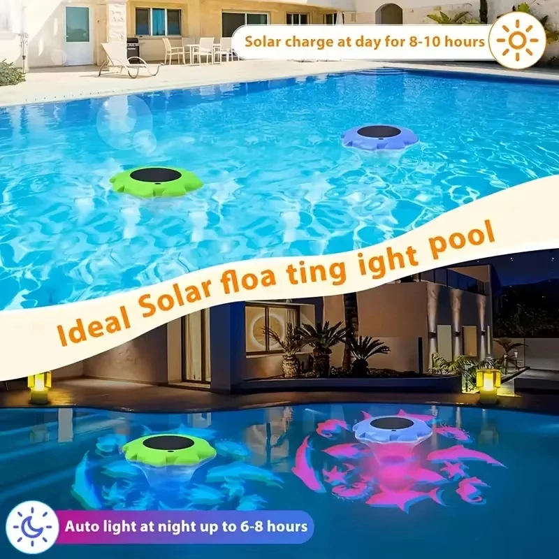 Solar Pool Light Outdoor Waterproof LED Floating Pool Light With Automatic Color Solar Lamps for Bathrooms Swimming Pools Ponds