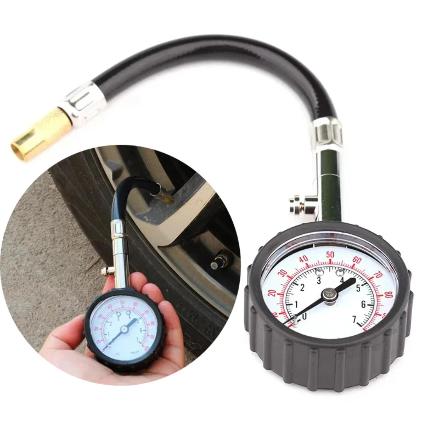 

Accurate and efficient high-precision long tube car tyre air pressure gauge meter for auto, motorcycle, truck, and bike - 100Psi