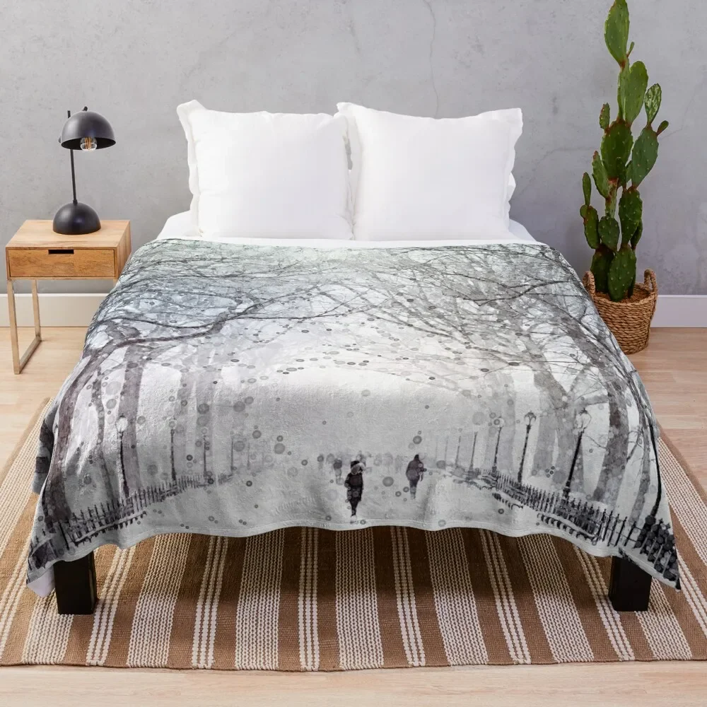 

Snow in the City Throw Blanket Flannel blankets ands Decorative Sofas Blankets