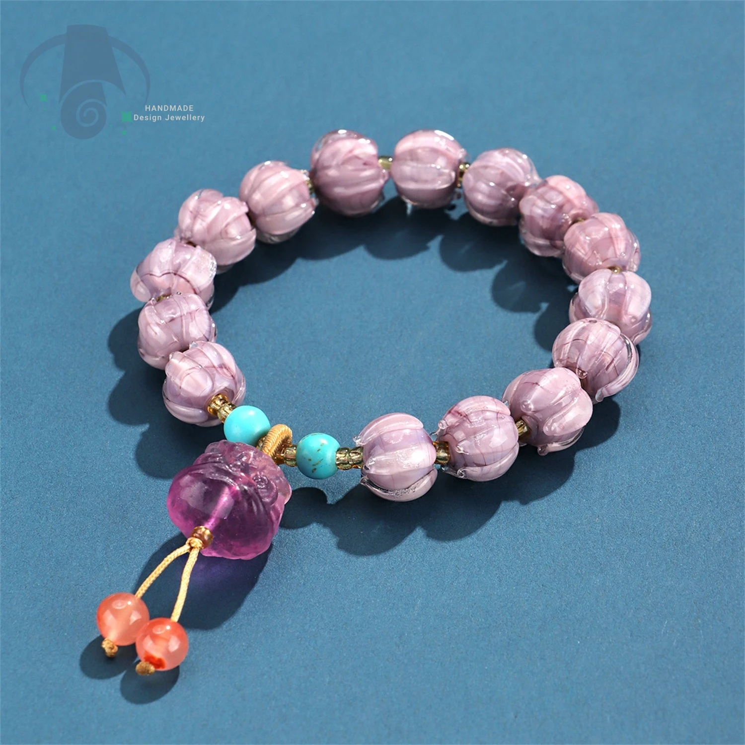 

Elegant Purple Fluorite Crystal Beaded Bracelet with Lion Charm Adjustable Stretch Natural Stone Healing Jewelry for Women