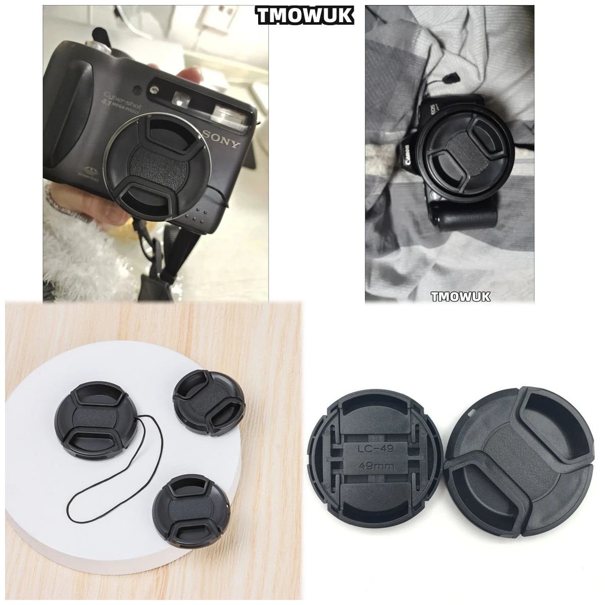 

For Nikon D40X D50 D60 D5100 D5200 D5300 D5500 D5600 D600 D610 Camera Lens Cap Protective Cover Center Pinch Snap-on 49mm 52 55