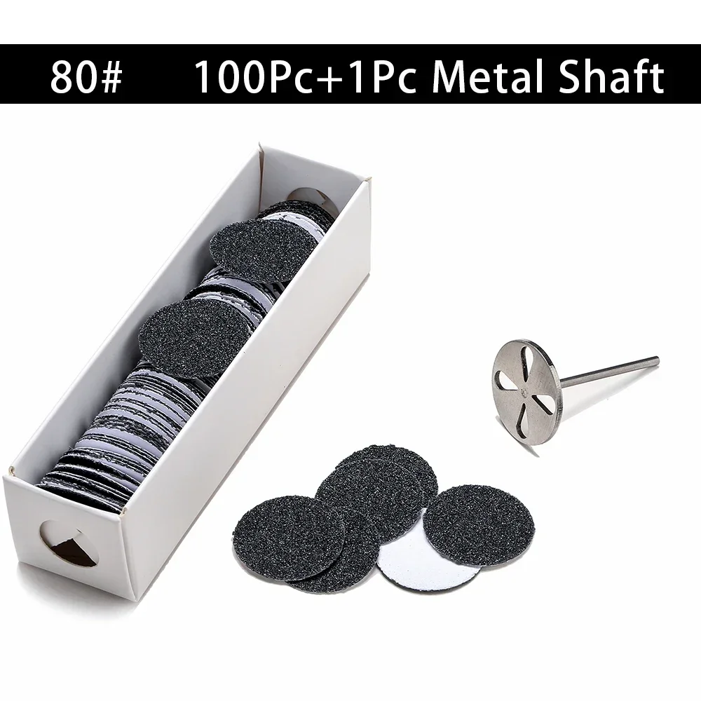 100pcs Replaceable Sanding Paper With Disk 25mm  Cuticle Callus Remove Tool Pedicure Sandpaper Nail Drill Bit  Accessories