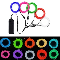 5 in 1 Glow Wire Cable LED Neon Christmas Dance Party DIY Costumes Clothing Luminous Car Light Decoration Clothes Ball Rave 1m