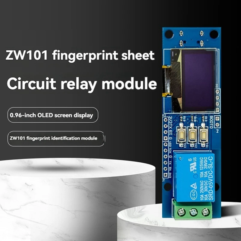 ZW101 Fingerprint Single-Channel Relay Module Capacitive Semiconductor OLED Display STM32 Support Secondary Development