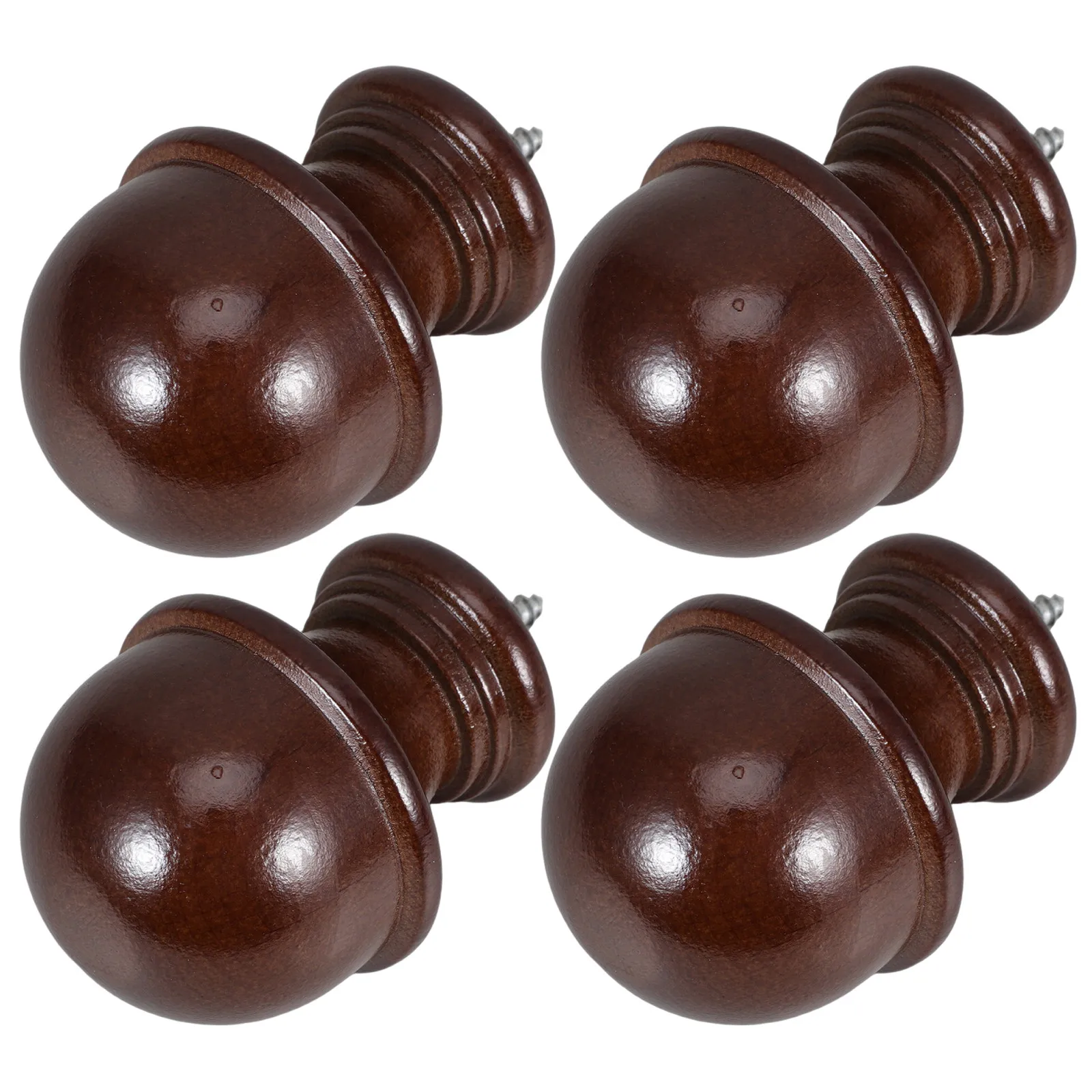 4Pcs Roman Rod Decorative Finials Wood Curtain Rod End Caps Screw Secure Fit 29Mm Round Finials for Curtains Curtain Pole Ends