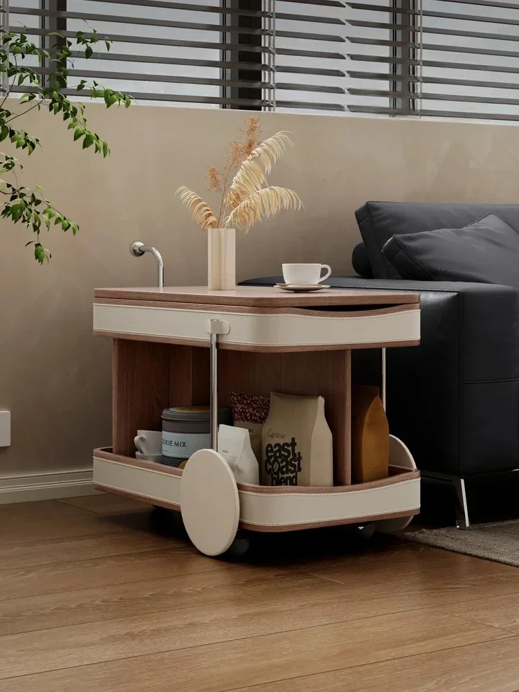 AANordic Style Solid Wood Multi-Functional Adjustable Trolley Side Table