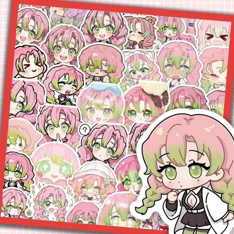 

60pcs Demon Slayer stickers Kanroji Mitsuri chibi cartoon cute Kimetsu no Yaiba anime character peripheral decorative stickers