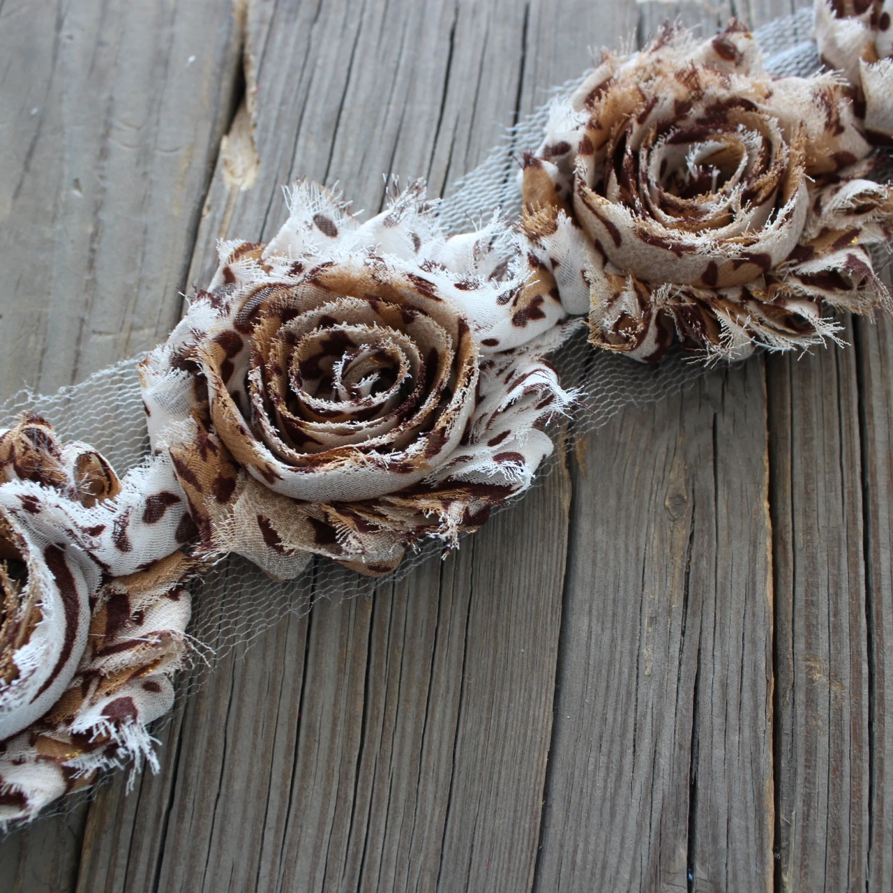 Fashion Hair Accessories Print Shabby Chic floral For Hair Frayed Chiffon Flowers