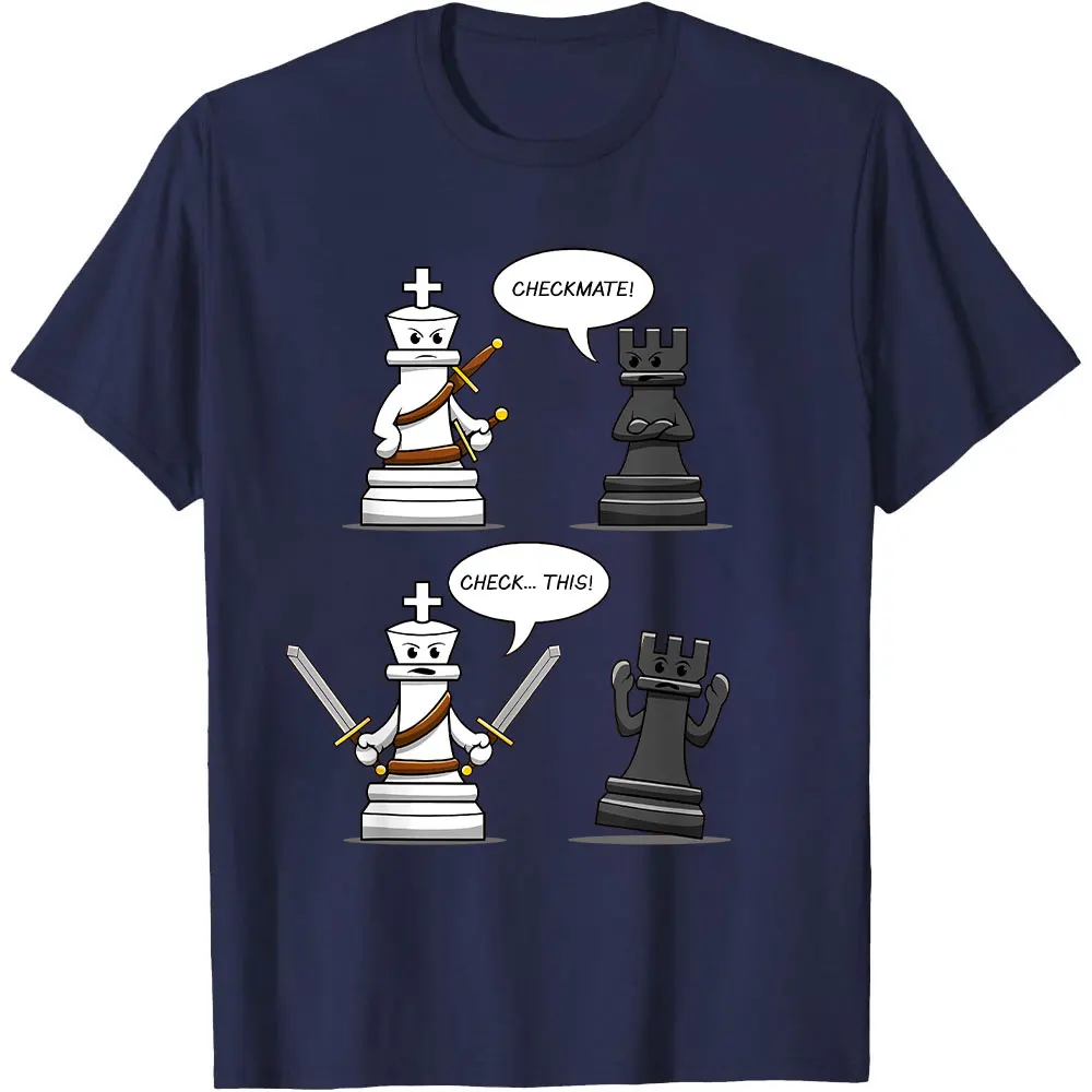Chess Lover T-Shirt Checkmate Design Gift for Men Women Casual Cotton Tee Chess Player Apparel Funny Board Game Shirt Tops