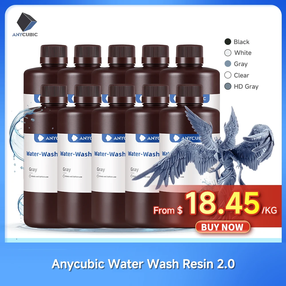 ANYCUBIC Water-Wash 10KG Żywica do drukarek 3D Zmywalna w wodzie Wysoka precyzja Niski zapach i niska lepkość do drukarki LCD 3D Photon — zdjęcie produktu 7