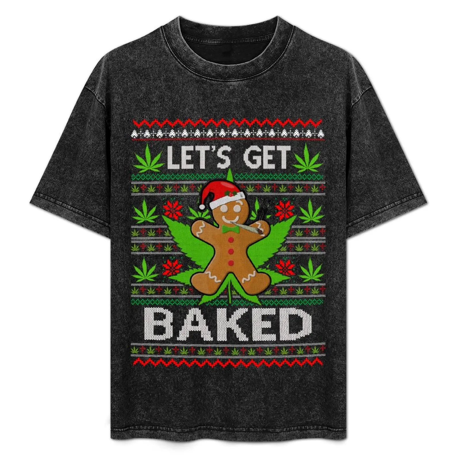 

Let’s Get Baked Ugly Christmas T-Shirt oversized graphic tee Short sleeve tee sublime anime clothes mens vintage t shirts