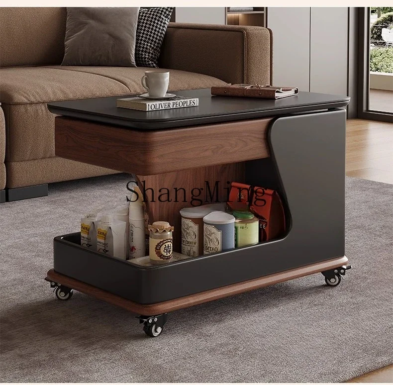

FG multi-functional lifting solid wood creative living room home removable sofa side less cart