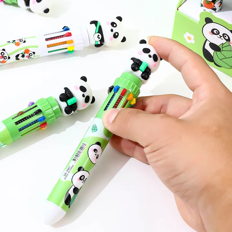 Imagem -03 - Canetas Esferográficas Multicoloridas para Crianças Panda Kawaii Caneta de Urso Bonito Escola Escritório Escrita Desenho Papelaria 10 Cores Pcs por Lote