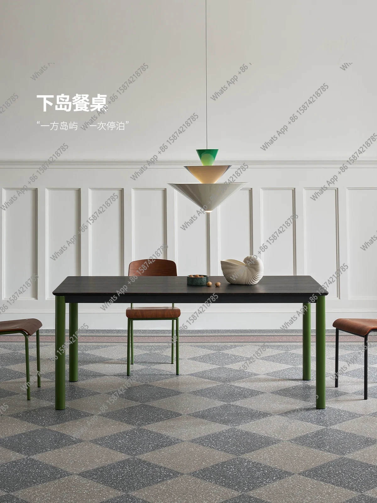 

MX Solid Wood Dining Table Vintage Living Room Home Dining Table Red Oak Rectangular Modern Simple Dining Table