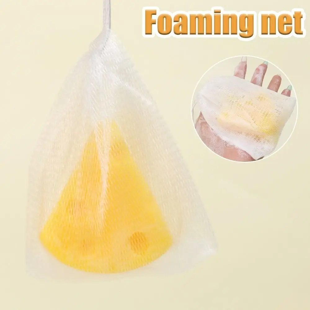 Fashion Cheese Mite Removal Soap with Bubble Net Triangle Face WashSoap Removal Blackheads Bath Soap