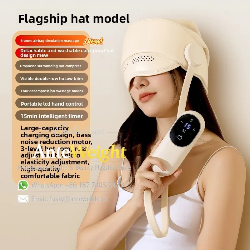Airbag Full-Body Head Massager, Wireless Automatic Heating Helmet | Hands-Free Scalp Relaxation & Stress Relief for Home Use