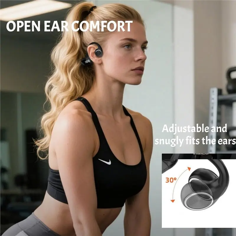 DTB7 Bone Conduction Headphones with Mic Bluetooth 6.0 Open Ear Design 30H Battery Life for Running Cycling Ski Workout