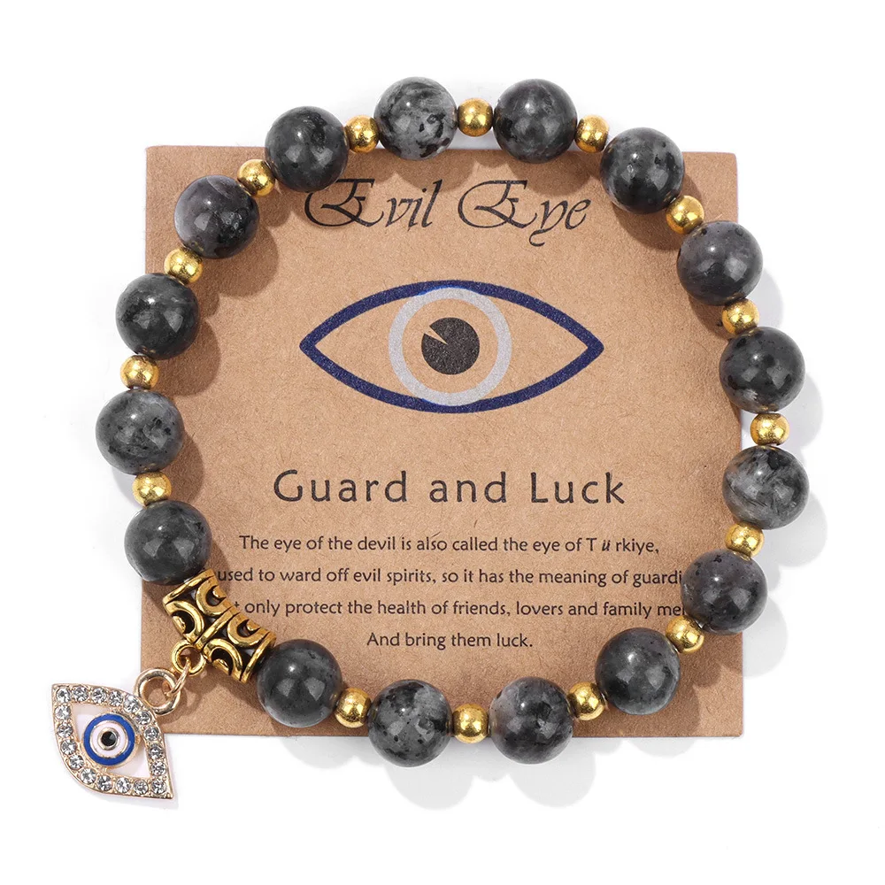 Lucky Turkish Evil Eye Pendant Beads Bracelet Handmade Natural Stone Charm Elastic Bangles Men Women Fashion Yoga Energy Jewelry