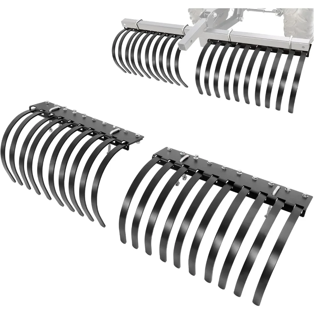 

Landscape Rake Implement for Removal of Rock, Grass Clumps and Debris Prep for Seeding, Cultivate, Maintain Land Heavy
