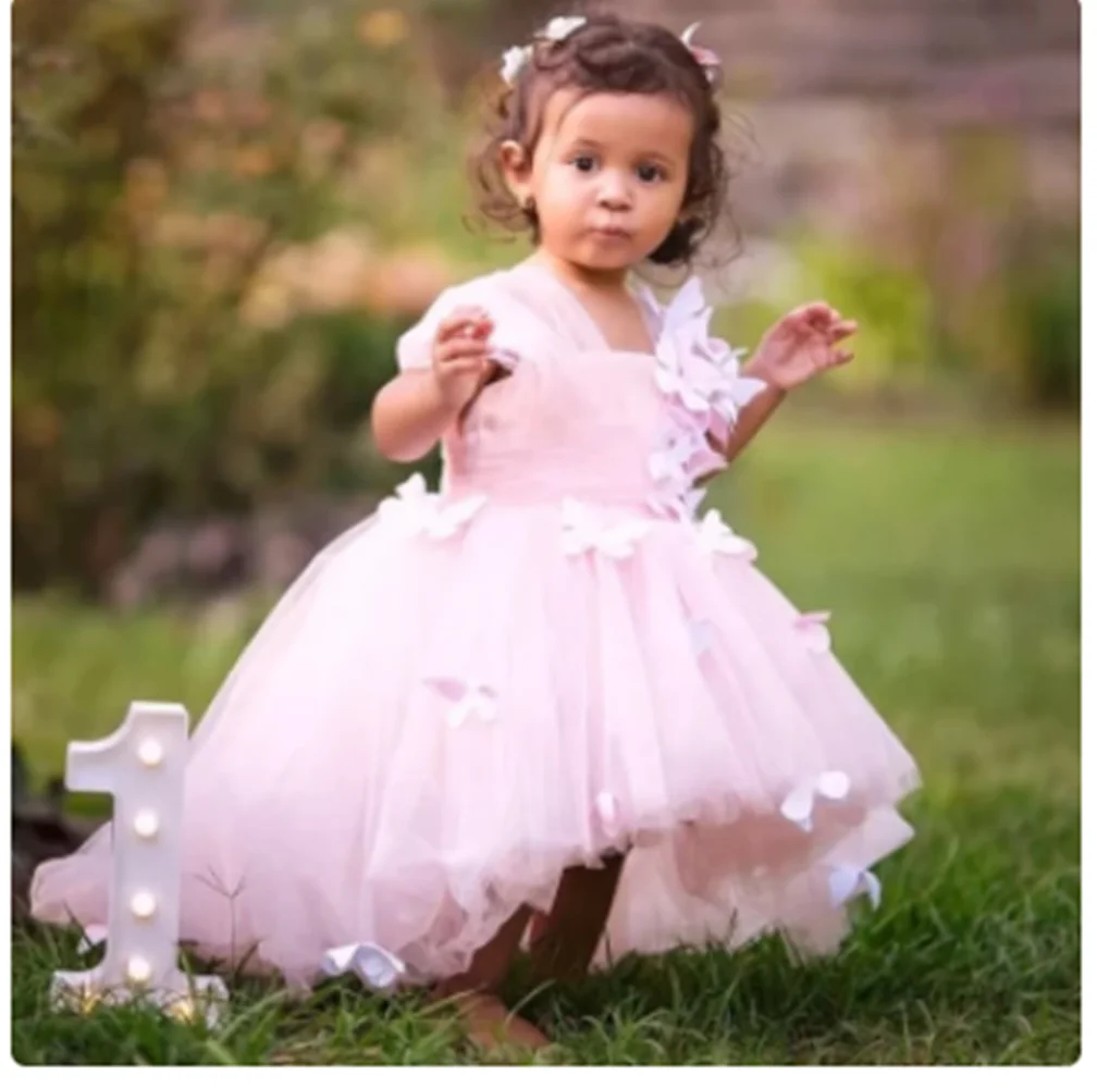 Flower Girl Dresses Luxurious Sleeveless Tulle Lace Applique Kids Evening Gowns For Girls First Communion Girl Dress