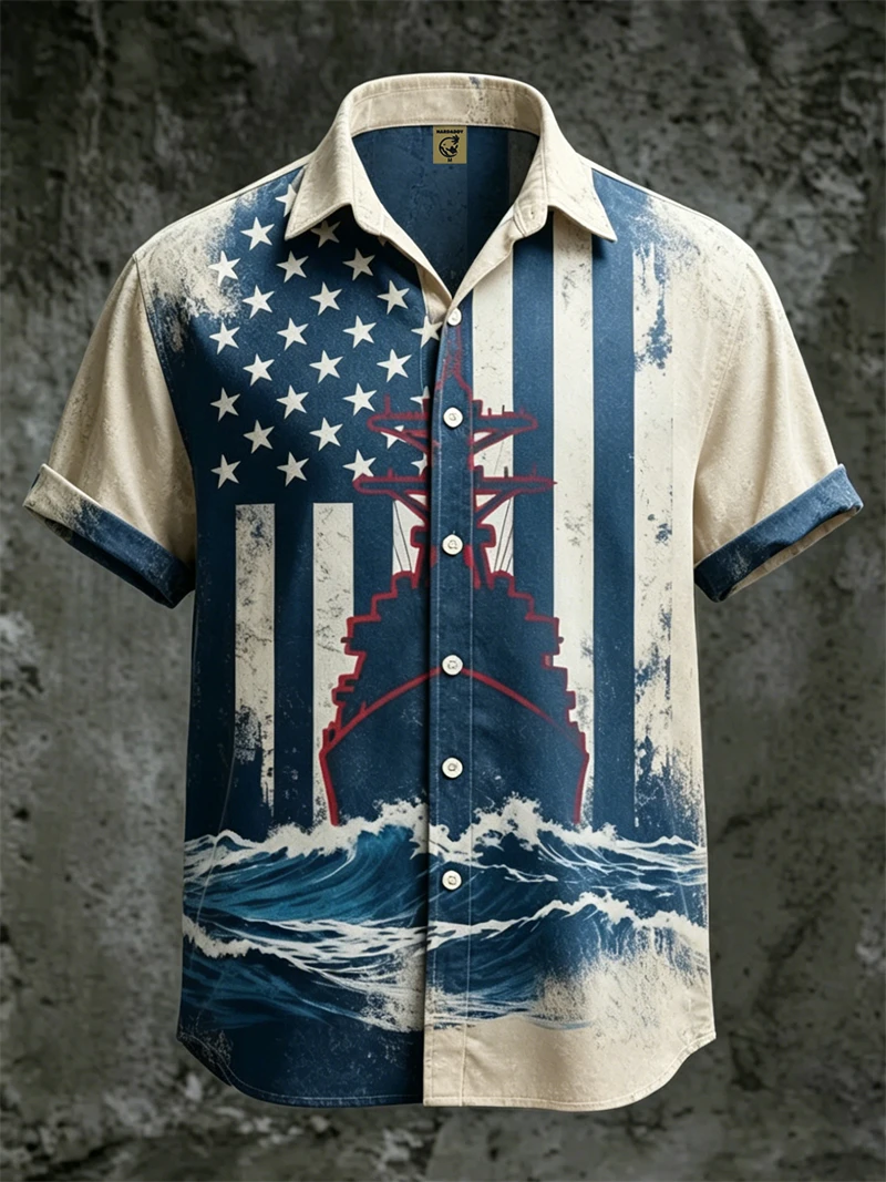 

2026 New American Flag Graphic Beach Hawaii Shirts Mens Button Down Short Sleeve Shirt Mens 250th Anniversary July 4th Shirts