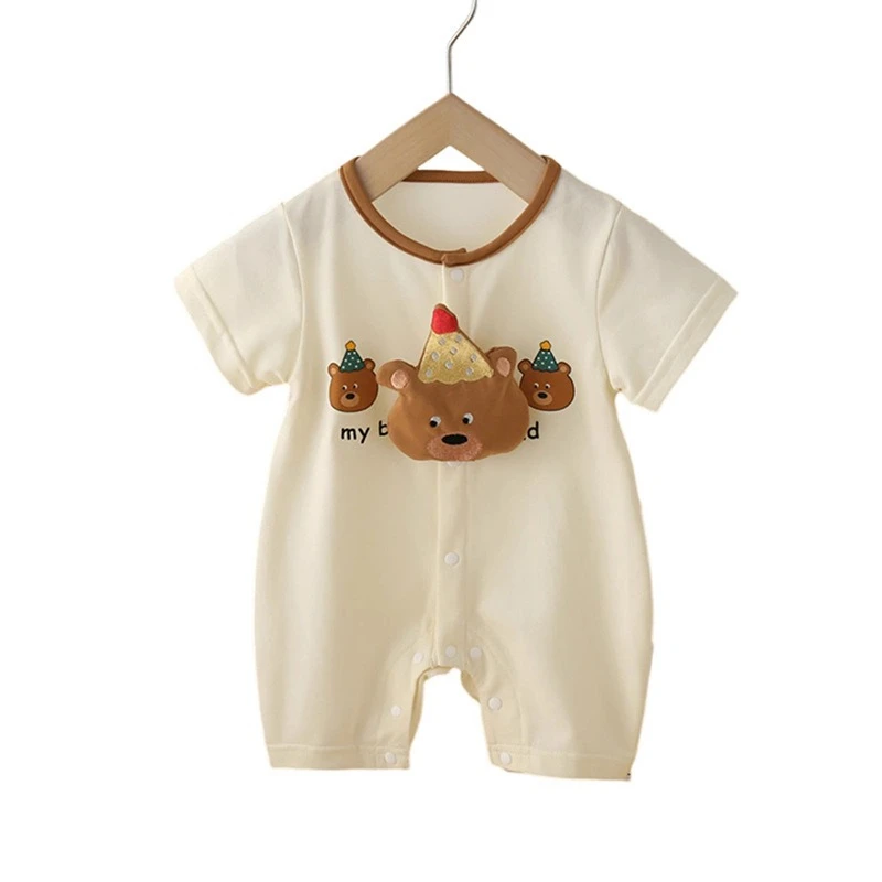 Unisex Baby Summer Romper 3D Christmas Bear Short-Sleeve Onesie Lightweight & Comfortable Outdoor Jumpsuit for Boys & Girls