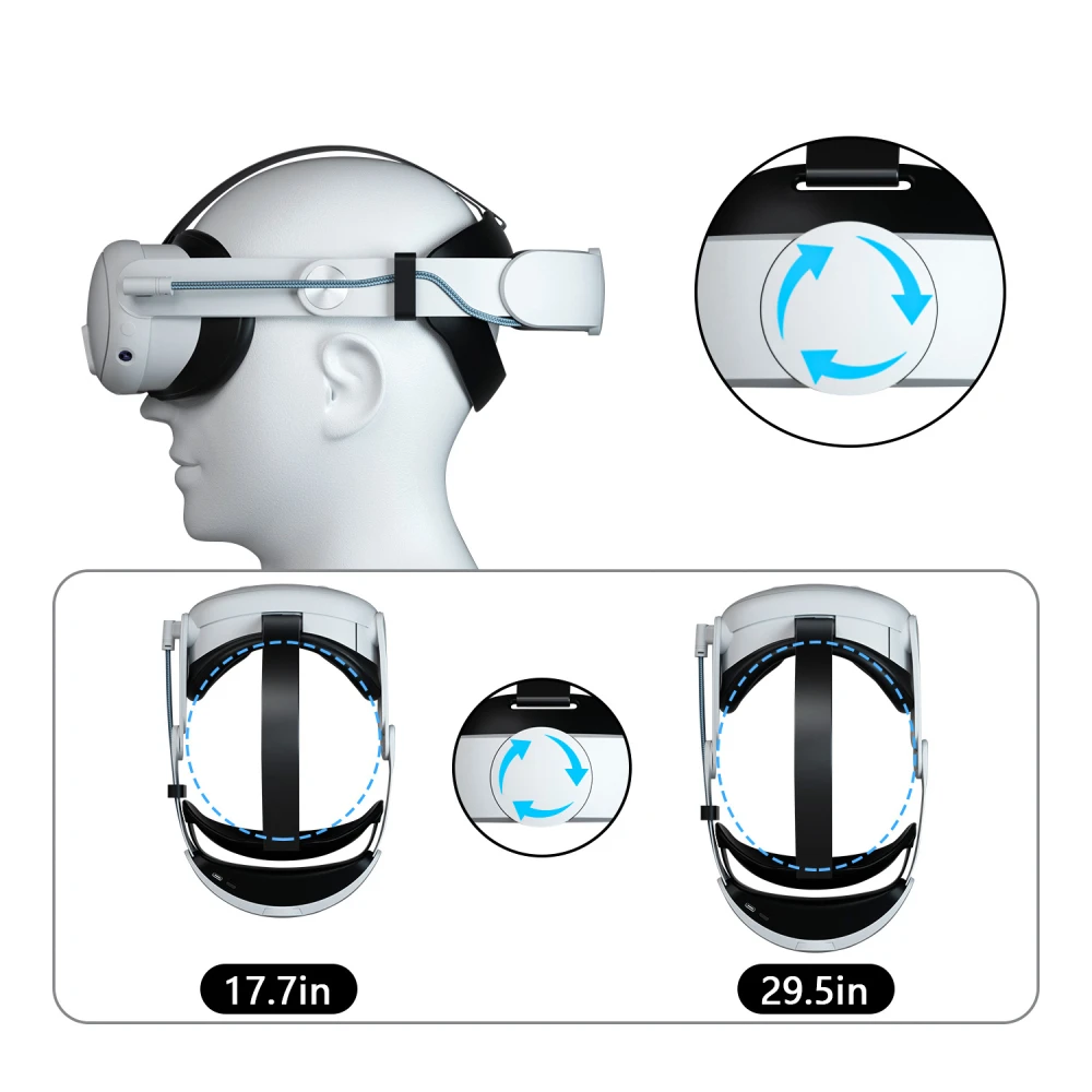 ชุดหูฟังชาร์จหัวกะทิฟองน้ำสวมใส่สบายพร้อมแบตเตอรี่10000mAh ในตัวสำหรับอุปกรณ์เสริม Meta Quest 3 VR