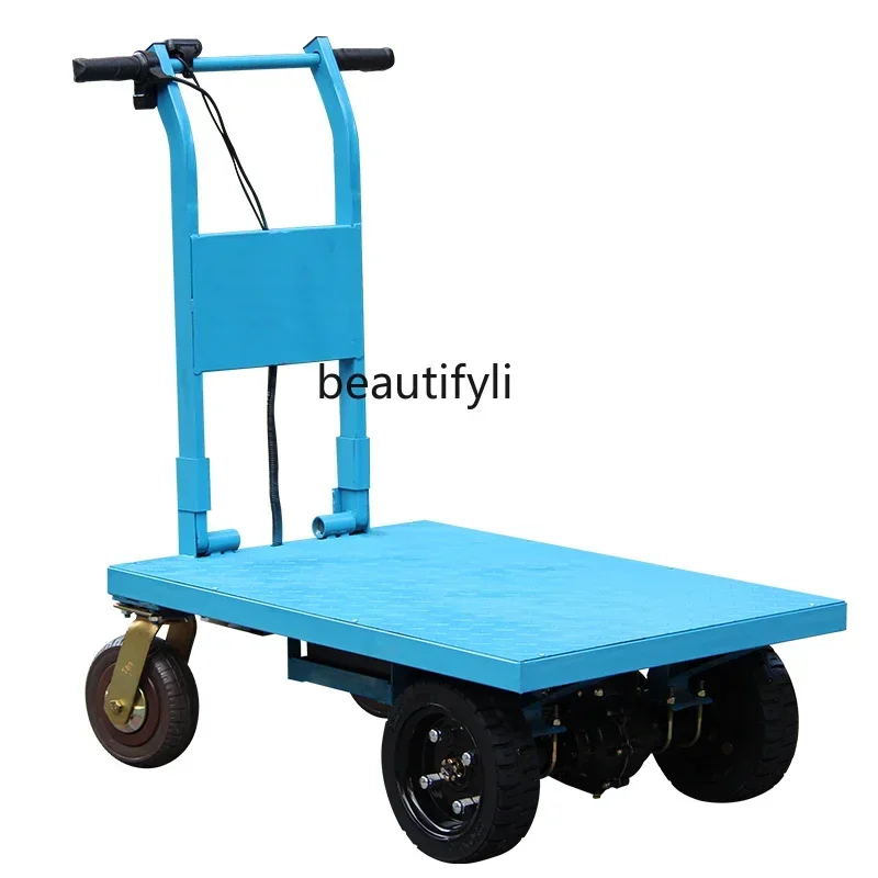 NQIndustrial electric flatbed truck, pulling ceramic tile cement four-wheel truck into the elevator can be folded