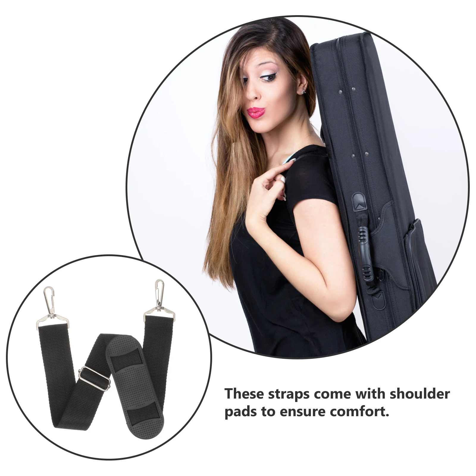 

2pcs Violin Case Strap Shoulder Pads 90cm Canvas Backpack Dirt Resistant Easy Clean Adjustable Metal Buckle Portable Outdoor