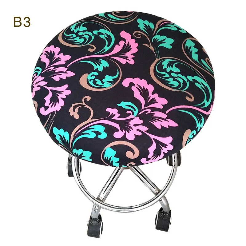 LIUXDIV Round Chair Cover Bar Stool Cover Elastic Seat Cover Home Chair Slipcover Floral Printed Household Goods Round Stool