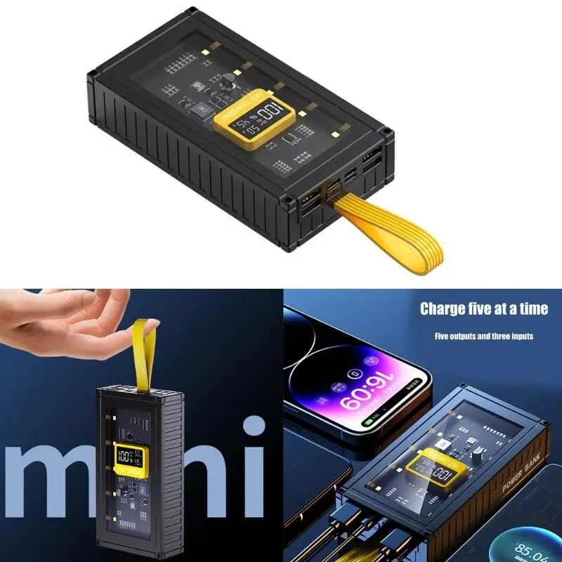 E8BA 20000MAH быстрая зарядка мобильная адаптер питания со светодиодным дисплеем и вспомогательным аккумулятором ночного света