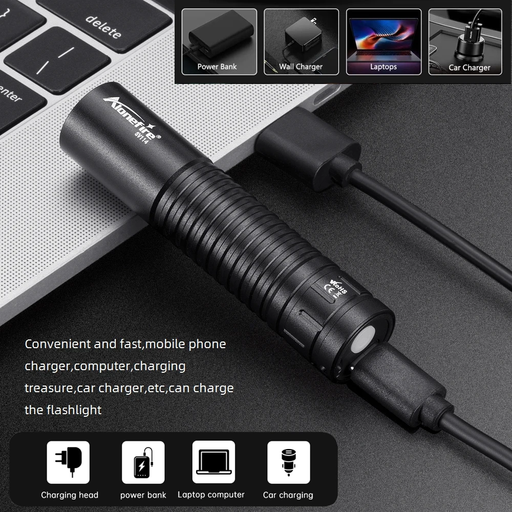 Mini UV Flashlight 365nm Type-C Rechargeable Ultraviolet Blacklight Pet Urine Tinea Ore Ink Dryer Fluorescer Detector - Image 3