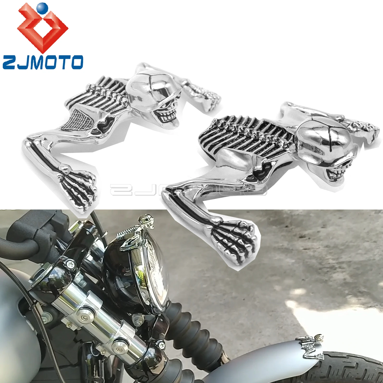 

Universal Motorcycle Curved Skull Skeleton Sticker Steel Ghost Head Skull Ornament 3D Skeleton Stickers Motorbike Accessories