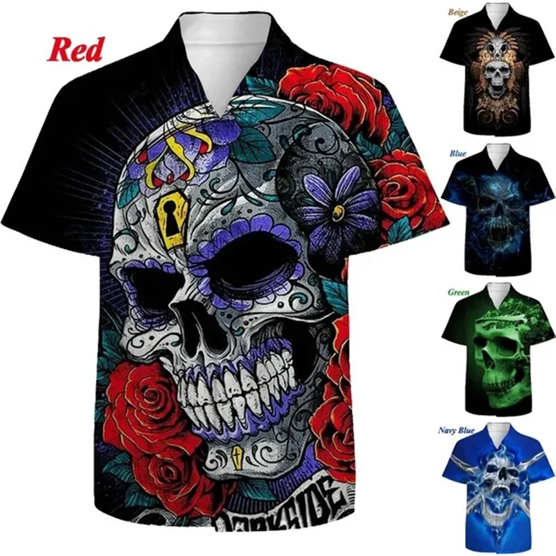 Men's Summer Hawaiian Shirt Movie Character Horror Vintage 3d Printed Mens Shirts Casual Loose Streetwear Wear Top Men Clothing