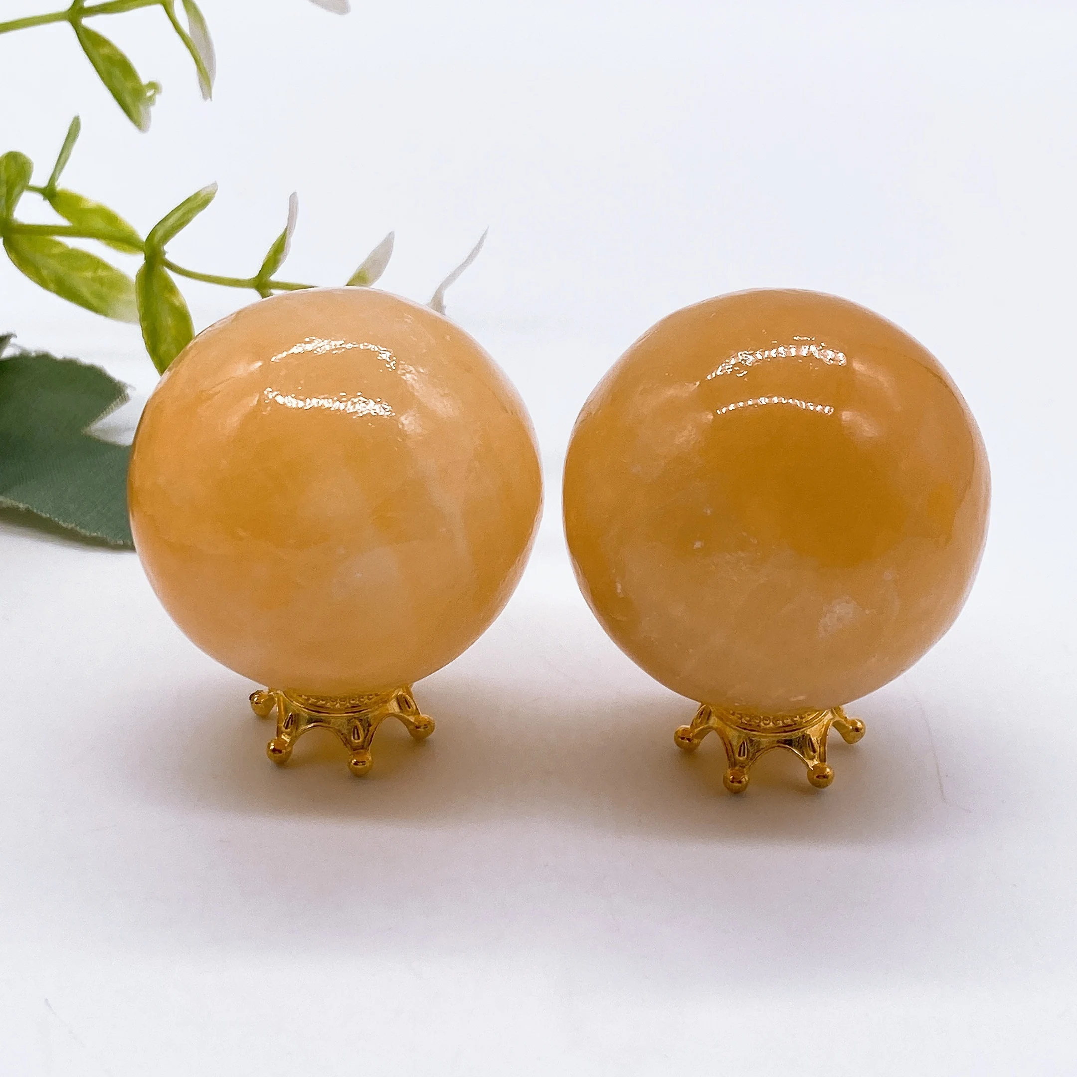 40mm Natural Yellow Calcite Sphere Crystal Stone Quartz Ball Gemstone Reiki Healing Home Decoration Gift