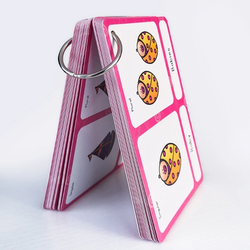 Double Sided Singular and Plural Nouns Flash Cards for Preschoolers, English Grammar Learning Picture Cards for Adult Guided
