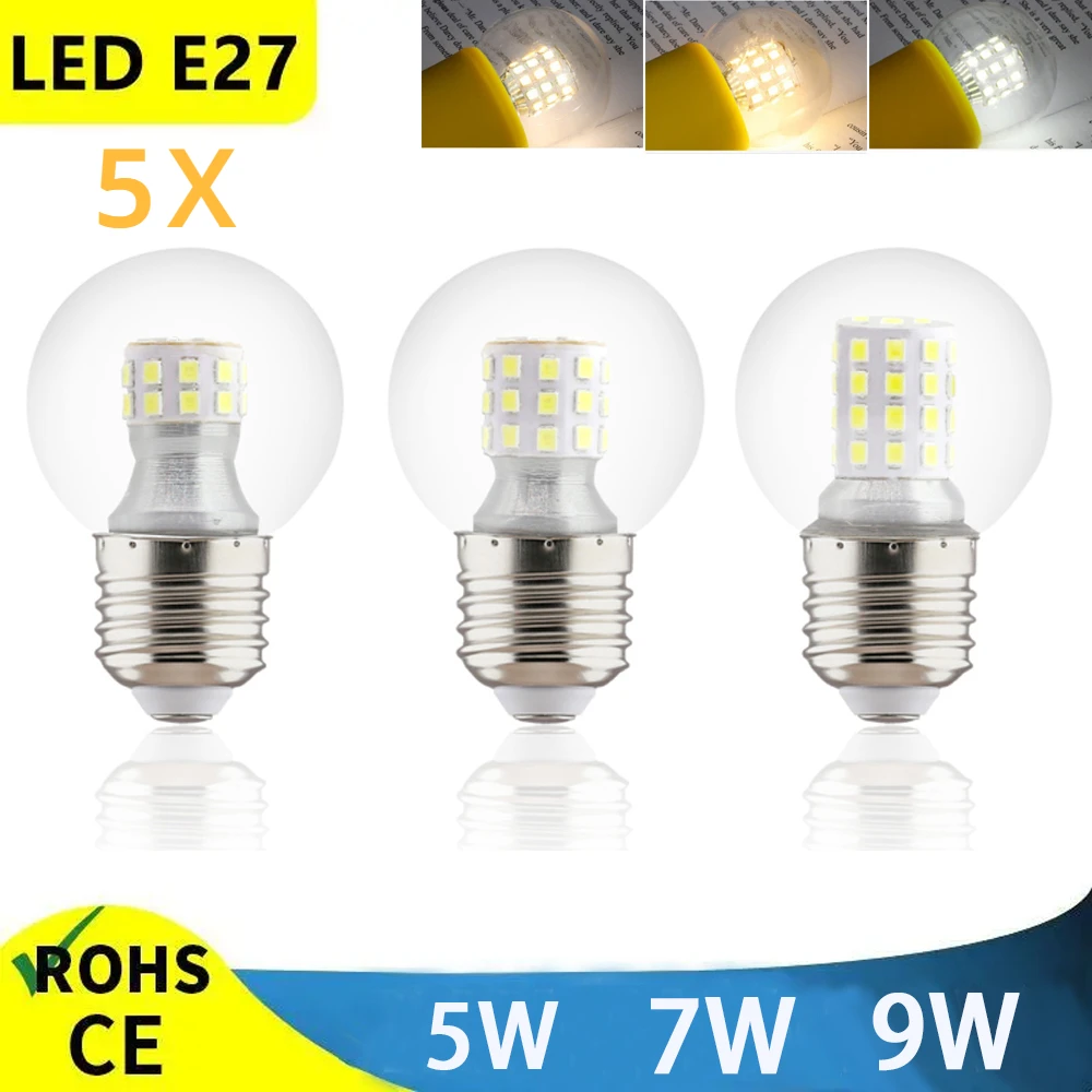 

5X LED Bulb Lamps 220V Light Bulb Magic Beans G45 5W 7W 9W High Brightness Lampada Bombilla LED E27 Spotlight Pendant Table Lamp