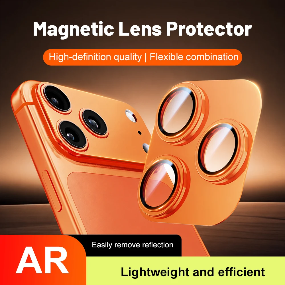 Magnetic Camera Lens Protector Film For Apple iPhone 17 Pro Max Shockproof Snap-On Magnetic Lens Cover Full Coverage Lens Guard view 4