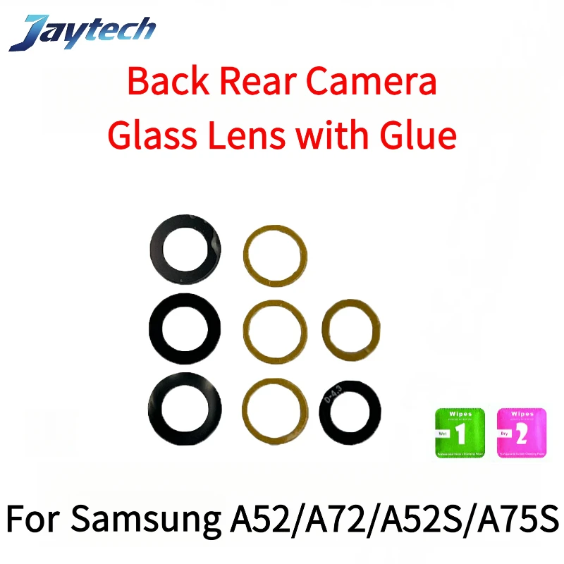 กระจกกล้อง 10 ชิ้น สำหรับ Samsung A42 A51 A52S A54 A70 A72 A75S A80 M01 A01 M31 M32 กระจกเลนส์กล้องหลัง พร้อมกาว
