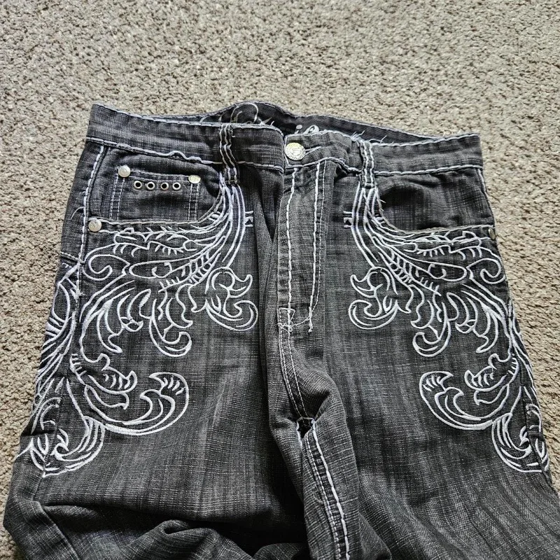 Y2K New Popular Denim Shorts Patch Vintage Shorts Men Women Street Hip Hop Fashion Harajuku Punk Loose High Waist Wide Leg Pants