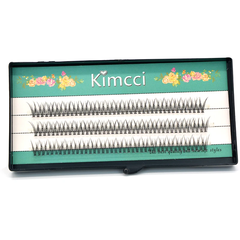 KIMCCI 120PCS  Natural Fan Eyelashes High Quality Fish Tail Silk False Eye Lashes C/D Curl Dovetail Fly Eyelash Extension Makeu