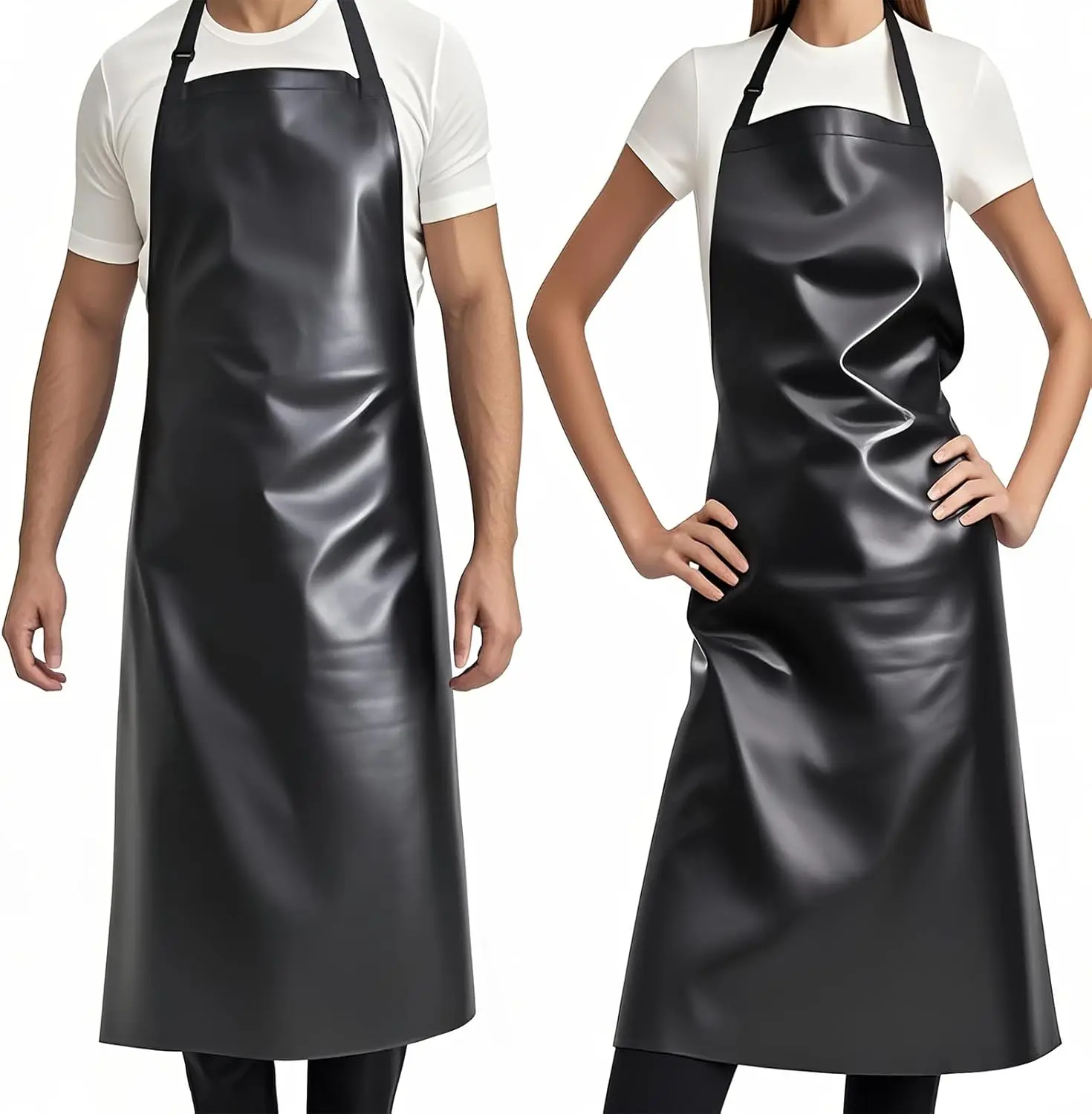 

Heavy-Duty Waterproof Apron, Chemical Resistant Rubber Vinyl for Industrial Lab Kitchen Butcher Grilling 40"