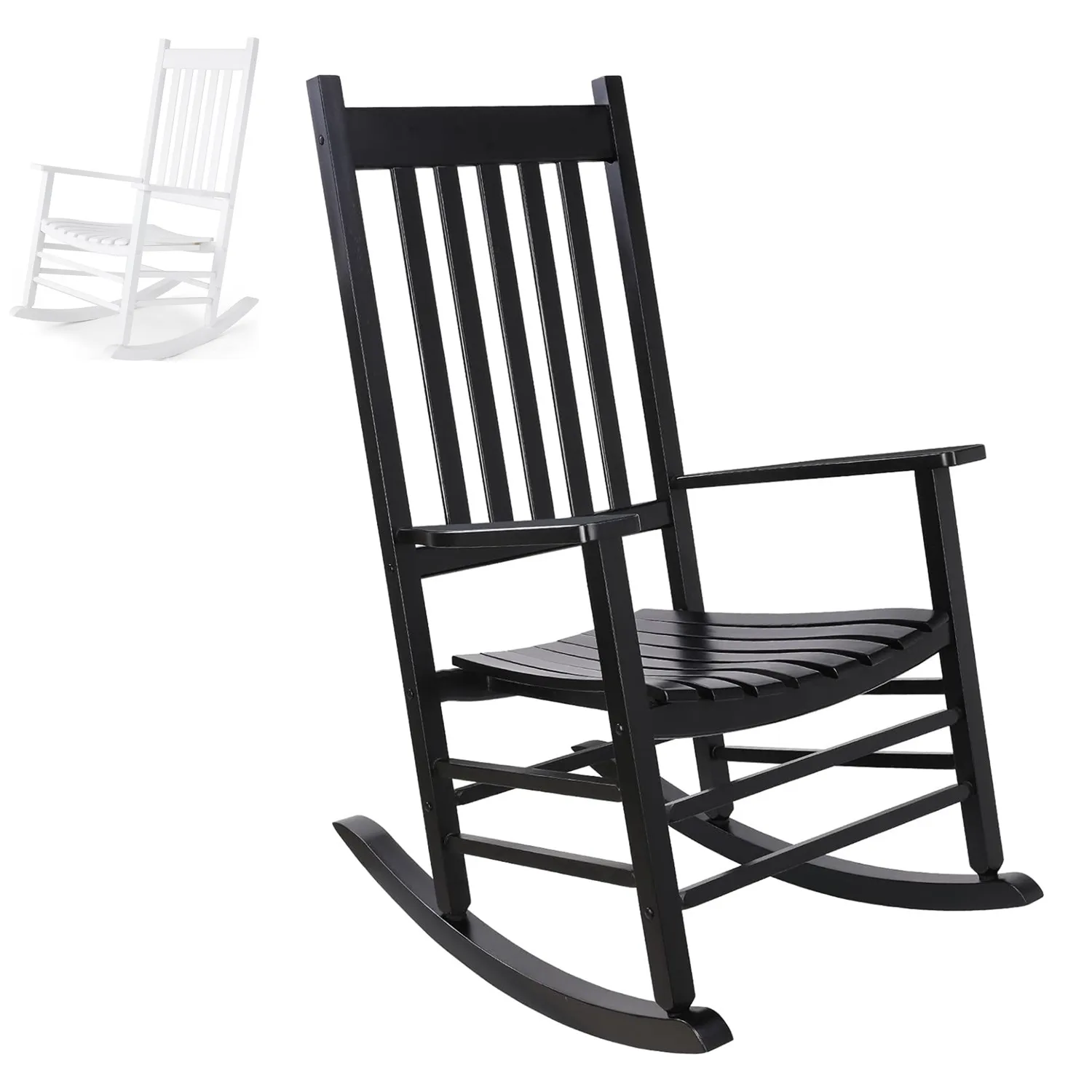 

Wooden Patio Rocking Chair with High Back for Outdoor Indoor Garden Balcony,Porch Rocker