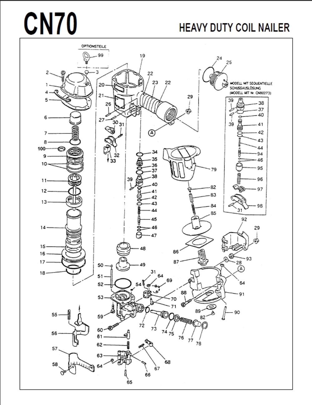 CN70 Spulennagler Ersatzteile Feder O-Ring Stoßstange Ersatz für Max CN70 Air Nailer Aftermarket Zubehör