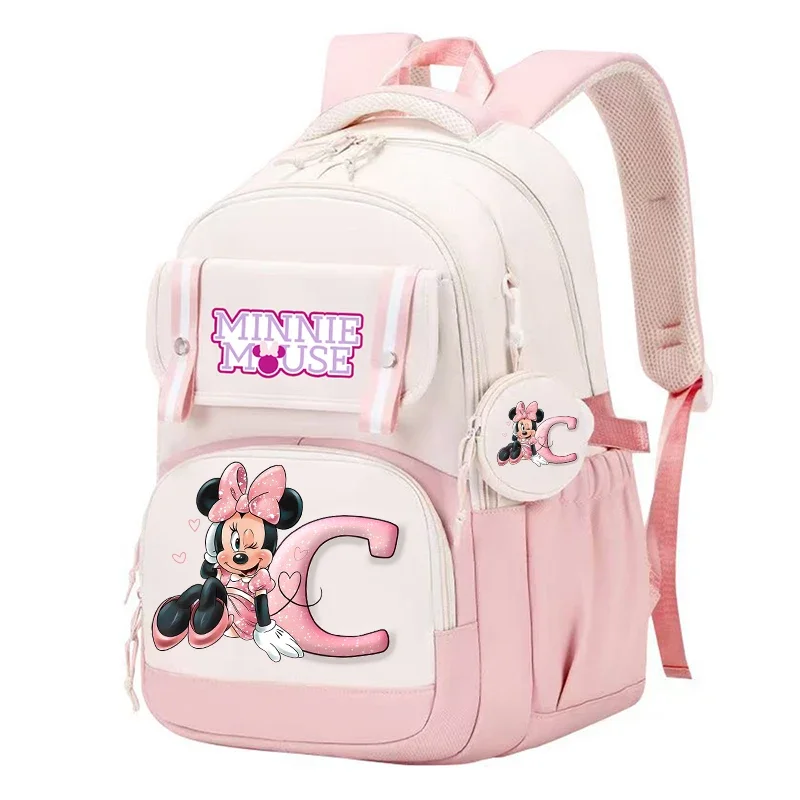 Minnie Mouse Disney กระเป๋าเป้สะพายหลัง Mochilas Aestethic กระเป๋าเป้สะพายหลังสําหรับวัยรุ่นผ้าใบแล็ปท็อปกระเป๋าเป้สะพายหลังนักเรียน Kawaii กระเป๋าของขวัญ