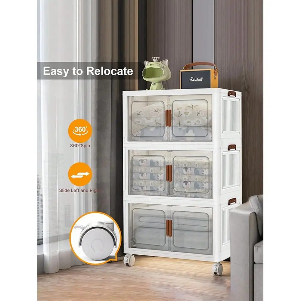 

Layers Plastic Storage Bins With Lids Wide Extra Large Storage Cabinet, Collapsible Stackable Containers With Wheels, Foldable