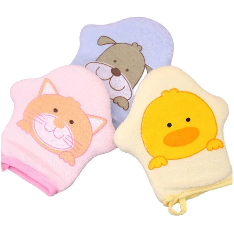 Baby Bath Gloves for Kids Toddlers Cartoon Animal Shower Gloves Towels Washcloth for Bathing Children Wash Clean Shower Massage